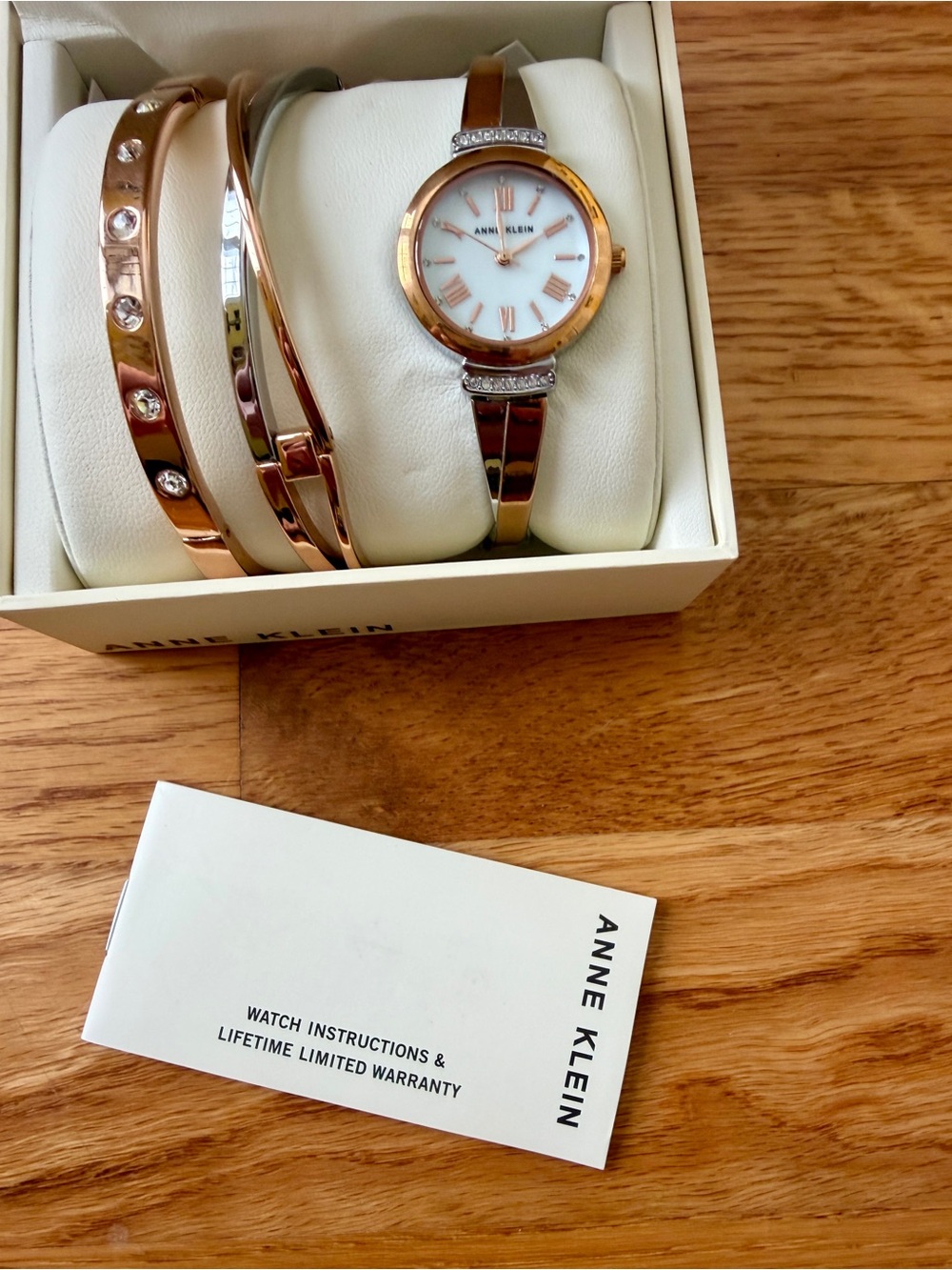 Ann Klein Rose Gold Women's Watch and Bracelet Set - Elegant Timepiece - Picture 2 of 3